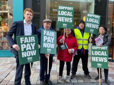 Pictured: National World journalists picket in company’s first-ever national strike