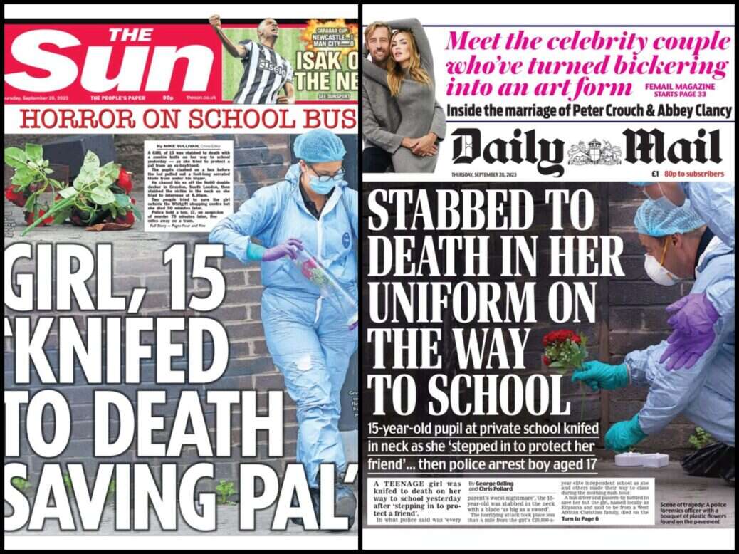 Sun and Daily Mail front pages on 28 September 2023
