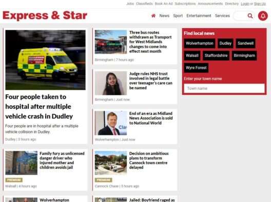 Midland News Association-owned Express & Star homepage on 29 September 2023