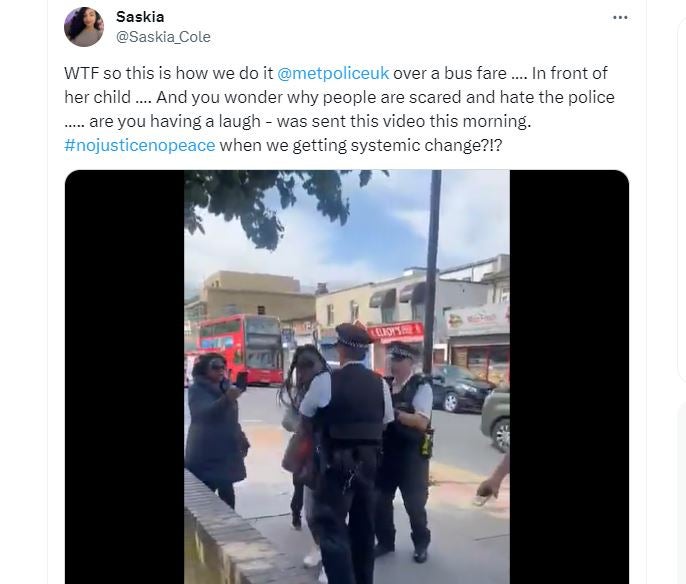 Croydon bus stop arrest video shared on Twitter. Credit: Clement Benjamin