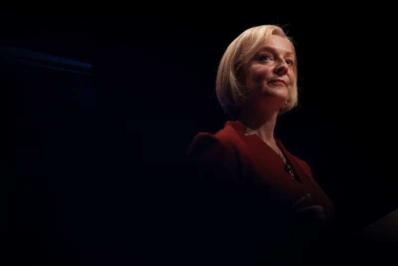 Hollie Adams captures Liz Truss during her keynote speech at the Conservative Party Conference on 5 October 2022. Picture: Hollie Adams/Bloomberg UK
