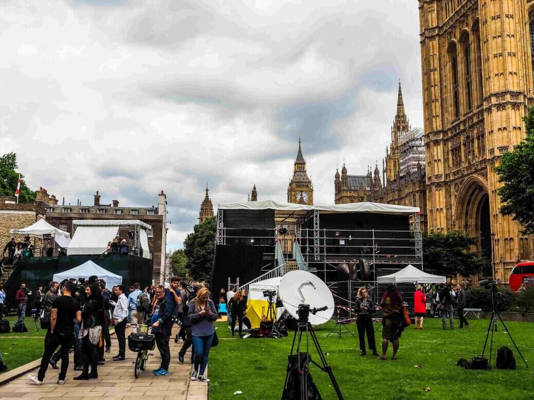 Political journalists outside Parliament. Picture: Shutterstock