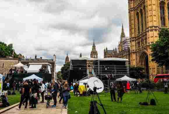 Political journalists outside Parliament. Picture: Shutterstock