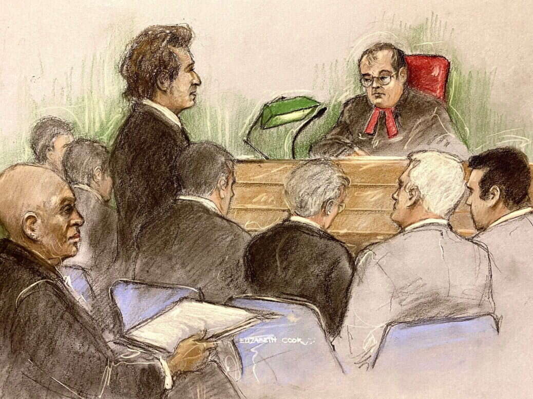 Court artist sketch of Baroness Doreen Lawrence (left) looking on as barrister David Sherborne speaks before Mr Justice Nicklin at the Royal Courts Of Justice on 21 November 2023. Picture: Elizabeth Cook/PA Wire