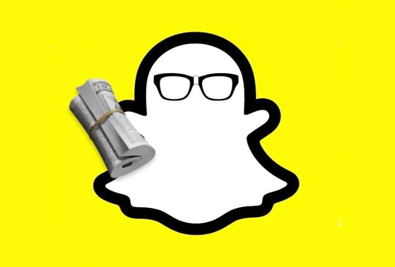 The Snapchat ghost logo with a newspaper emoji and glasses superimposed, to as to suggest it is reading the news.