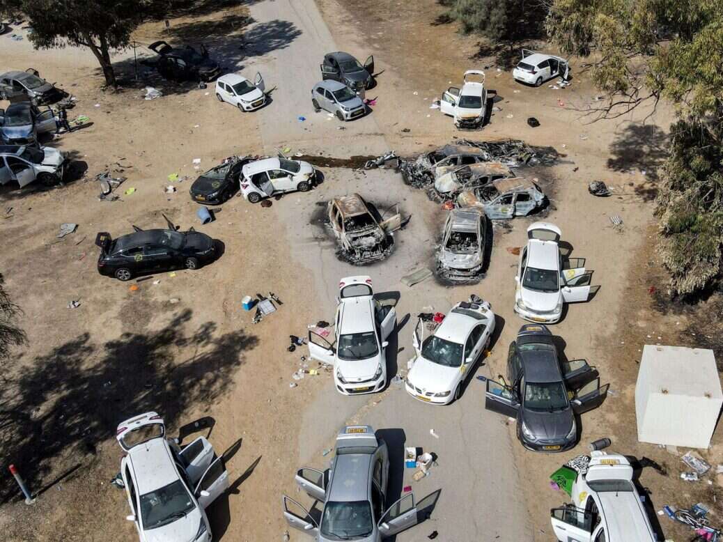 Aerial view showing aftermath of Israel 7 October attack (source: AFP)