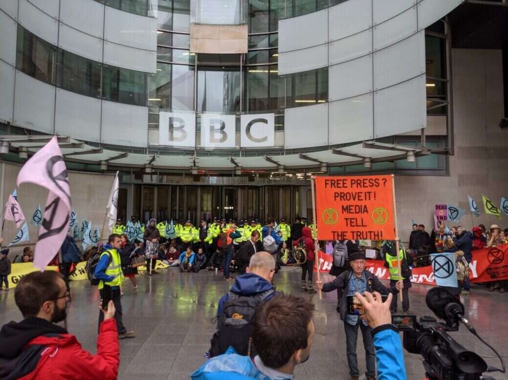 Extinction Rebellion protesters outside BBC