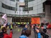Extinction Rebellion protesters outside BBC