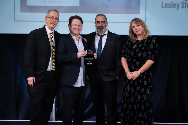 The ITV Exposure team behind The Clinic collects the Health & Life Sciences Journalism prize at the British Journalism Awards 2023. Picture: ASV Photography for Press Gazette