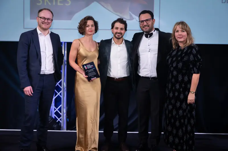 The Under Poisoned Skies team collect the Energy & Environment award at the British Journalism Awards 2023. Picture: ASV Photography for Press Gazette