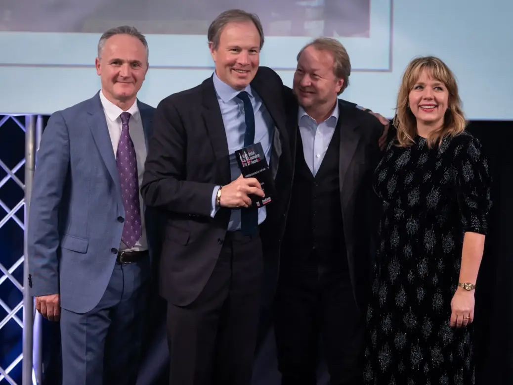 ITV’s Tom Bradby picks up the Interviewer of the Year prize at the British Journalism Awards 2023 for his January interview with Prince Harry. Picture: ASV Photography for Press Gazette