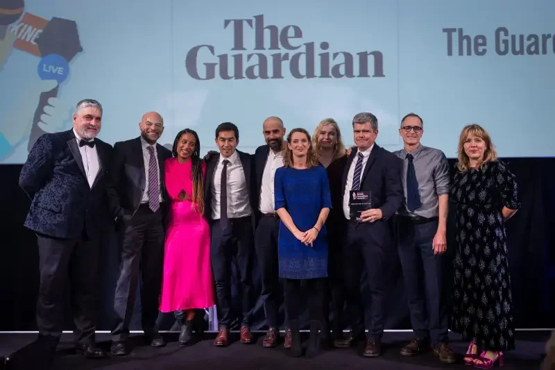 A team from The Guardian pick up the News Provider of the Year award at the British Journalism Awards 2023. Picture: ASV Photography for Press Gazette