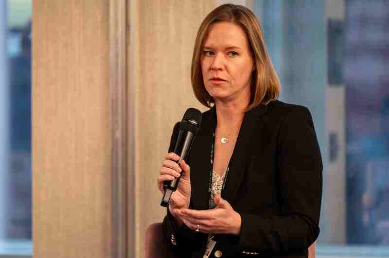 Wendy Brundige, CNN, speaking at the Press Gazette Media Strategy Network conference in New York in November 2023