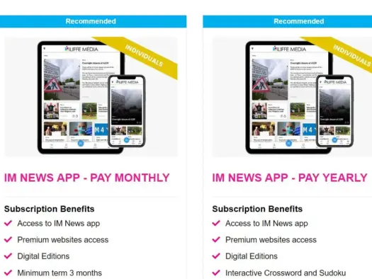 Iliffe Media's IM News app subscription offering. Picture: Iliffe Media Group