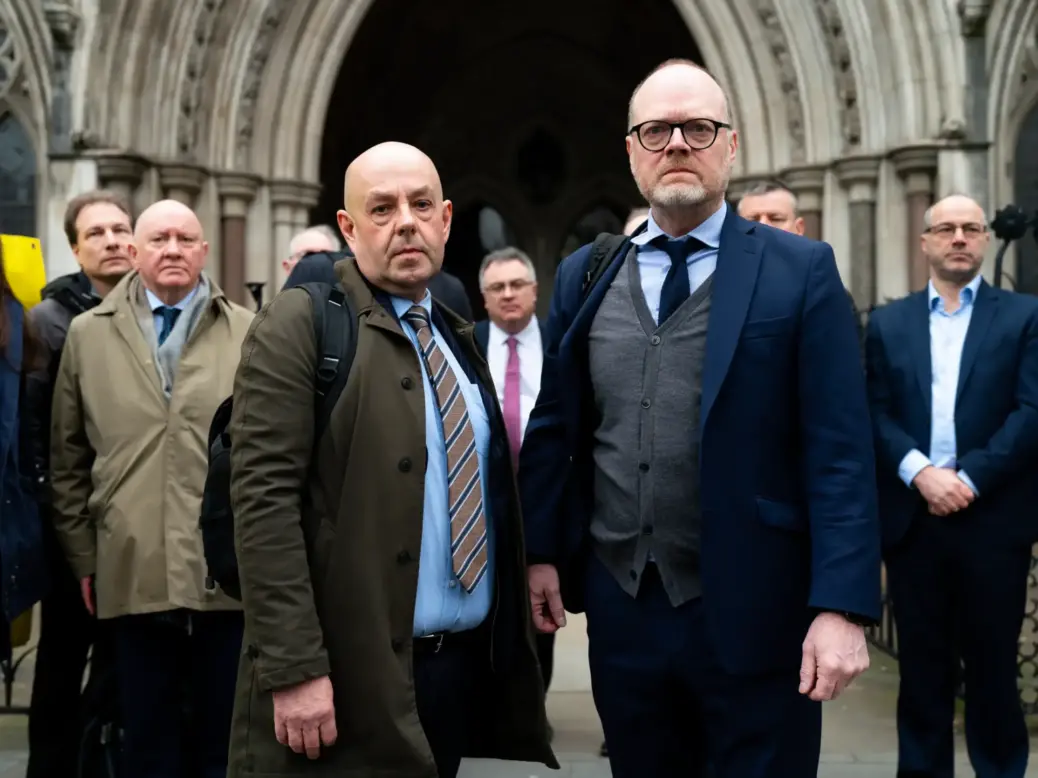 Journalists Barry McCaffrey (left) and Trevor Birney (right) outside the Royal Courts of Justice in London ahead of a specialist tribunal over claims UK authorities used unlawful covert surveillance on Wednesday 28 February 2024. Picture: Jordan Pettitt/PA Wire