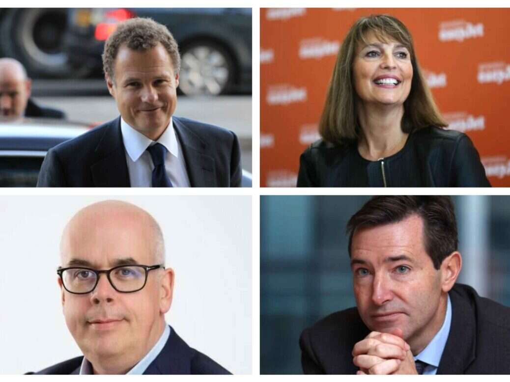 Four of the UK's highest-earning media executives: Clockwise from top left: DMGT CEO and chairman, Lord Rothermere; ITV CEO Carolyn McCall; FT CEO John Ridding; Reach CEO Jim Mullen