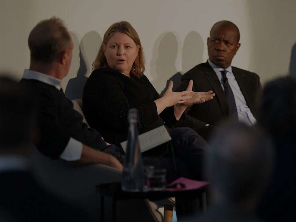 Caoilfhionn Gallagher KC pictured with James Harding (left) and Clive Myrie (right) at a panel discussion in London. Picture: Sir Harry Summit
