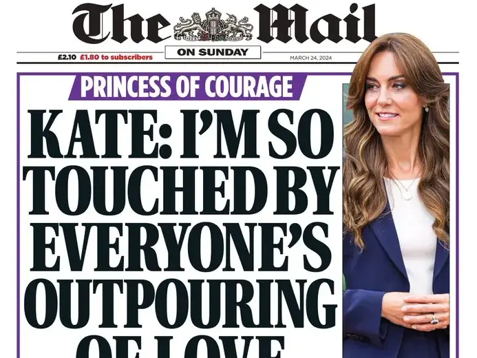Mail on Sunday Kate front page in March 2024