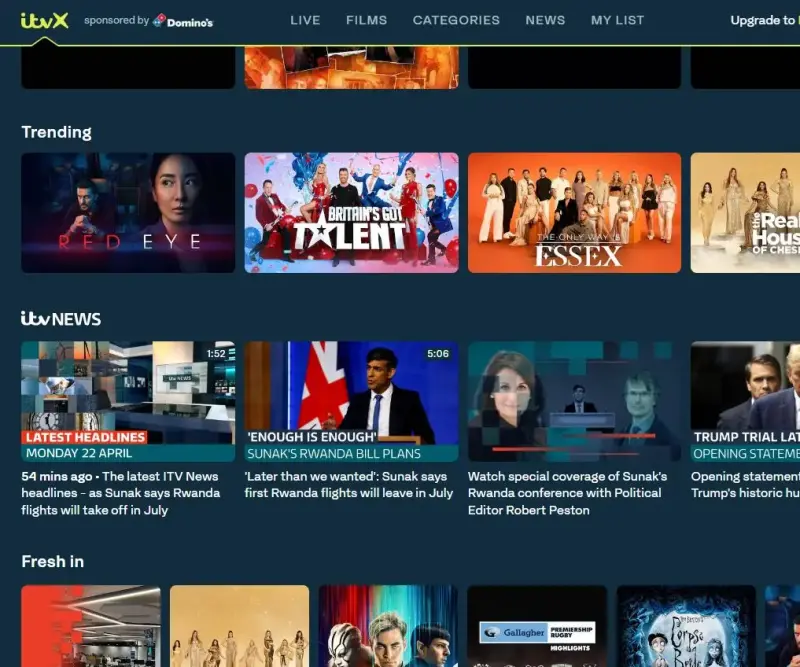 News content within ITVX. Picture: ITVX screenshot