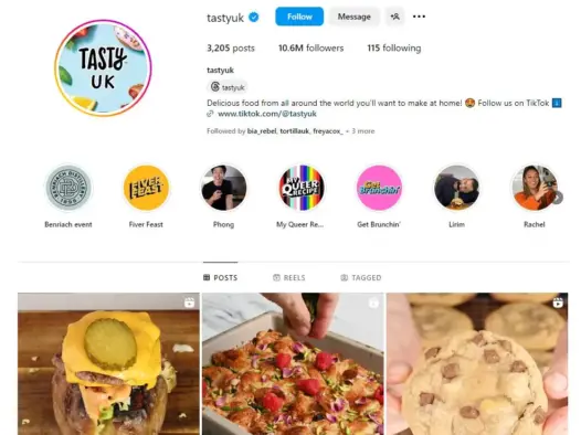 Tasty UK Instagram page - now licensed from Buzzfeed to The Independent