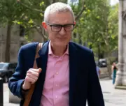 Jeremy Vine arrives at the Royal Courts of Justice in London for the first hearing in the libel claim brought by himself against Joey Barton. The presenter is suing the former footballer for libel on 9 May 2024. Picture: Jordan Pettitt/PA Wire