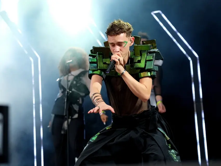 Olly Alexander performing live on the main stage with Years & Years at Bestival, Newport, Isle of Wight, September 9, 2016. Alexander is the UK's entry for the 2024 Eurovision Song Contest.