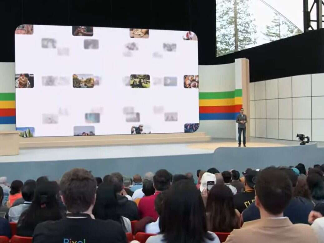 Google CEO Sundar Pichai speaking at the I/O Developers Conference in May 2024