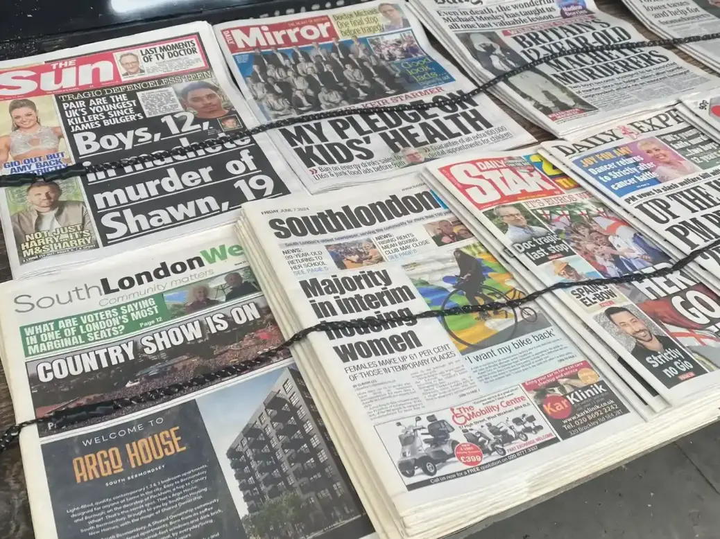 National and regional papers at London newsagent