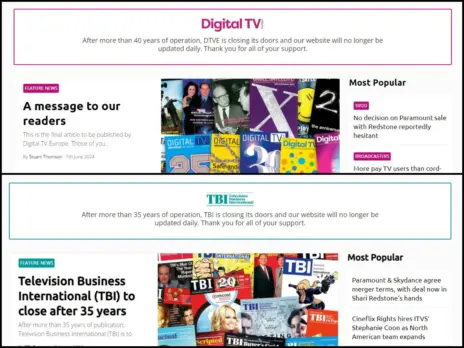 Informa closes two B2B news brands covering TV business