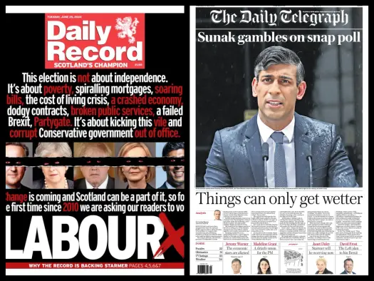 General election 2024 press endorsements: Daily Record backs Labour saying vote ‘is not about independence’