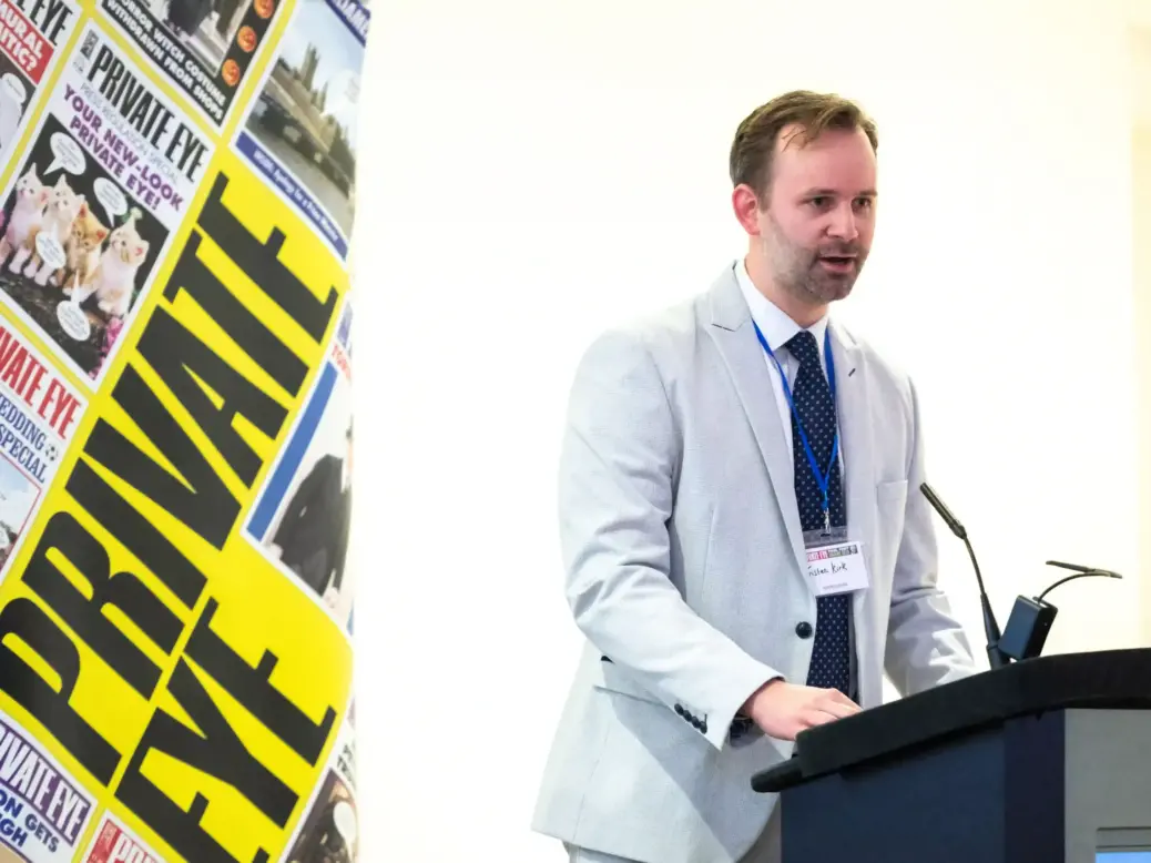 Evening Standard courts correspondent Tristan Kirk speaks after receiving the Paul Foot Award for investigative journalism over his work on the single justice procedure.