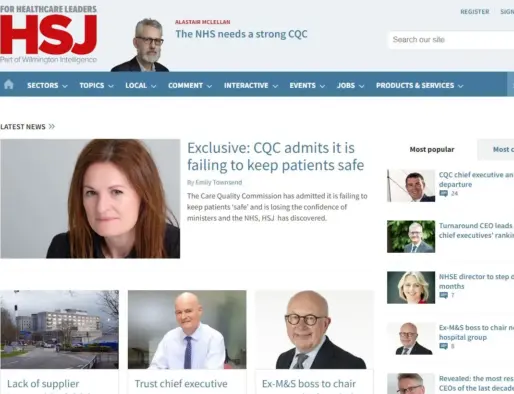 Health Service Journal homepage on 27 June 2024