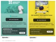 Two paid offerings from Immediate Media on Apple Podcasts for History Extra and Gardeners' World