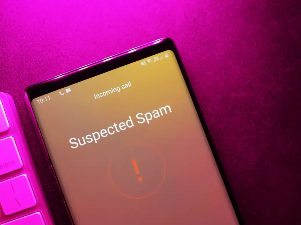 Smartphone receiving a call flagged as 'suspected spam'