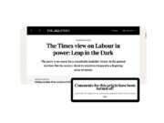 Screengrabs from The Times website showing comments have been turned off under the leader article in which the paper declared it would not be endorsing either the Conservatives or Labour in the 2024 general election. Picture: Press Gazette