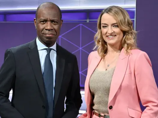 BBC election night hosts Clive Myrie and Laura Kuenssberg. Picture: BBC