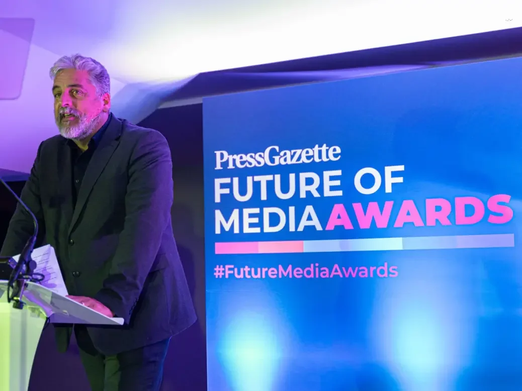 Press Gazette editor-in-chief Dominic Ponsford at the Future of Media Awards 2023. Picture: ASV Photography for Press Gazette