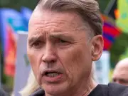 Close-up of Dale Vince. who sued the Daily Mail, at the Restore Nature Now protest demonstration in London on 22 June 2024
