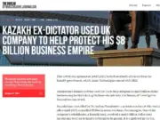 Article screenshot, headline: Kazakh ex-director used UK company to help protect his $8 billion business empire. The Bureau of Investigative Journalism logo at the top.