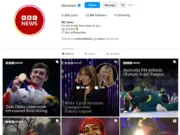 BBC News Instagram page on 12 August 2024. Follower count 27.8 million followers, post count 21,802, 11 following. Bio states: For the stories that matter to you, with a link. Text on most recent posts: Tom Daley announces retirement from diving, Miley Cyrus becomes youngest-ever Disney Legend and Australia PM defends Olympic b-girl Raygun