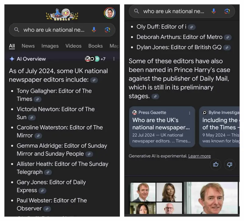 AI overviews offers readers a rewrite of Press Gazette's original research