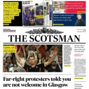 The Scotsman front page on 2 August 2024 features picture of Andy Murray and a story headlined: "Far-right protesters told: you are not welcome in Glasgow"