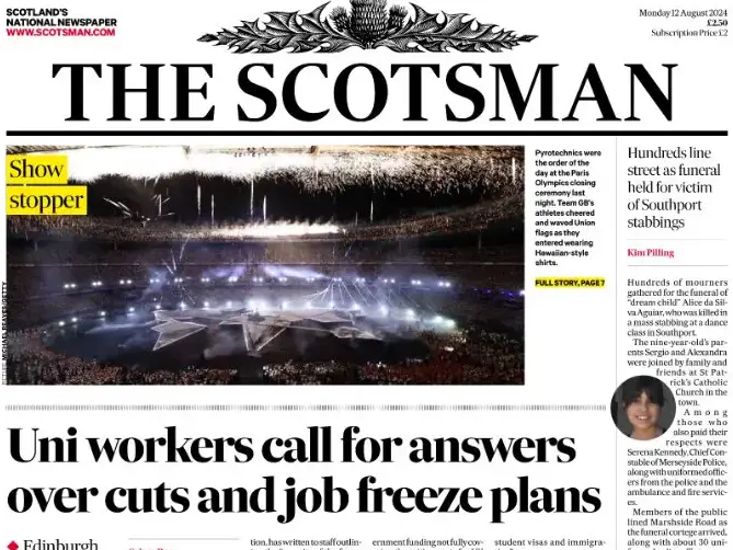 The Scotsman's front page on Monday 12 August 2024