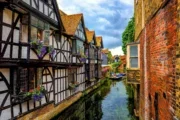 Medieval half-timber houses and Stour river in Canterbury Old Town, Kent, England. Picture: Shutterstock