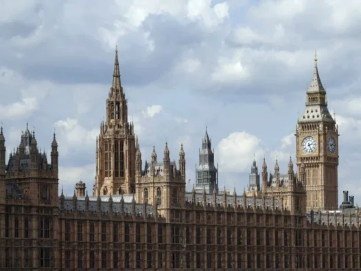 Closeup shot of the Houses of Parliament building in Westminster, London, UK, illustrating a story about the House of Lords future of news inquiry criticising the government for inaction on SLAPPs, or strategic lawsuits on public participation.