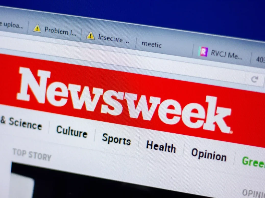 A screenshot of the banner on the Newsweek website in 2018, illustrating a story about what's powered the magazine's rapid increase in web traffic and its attempts to build a more stable direct audience.