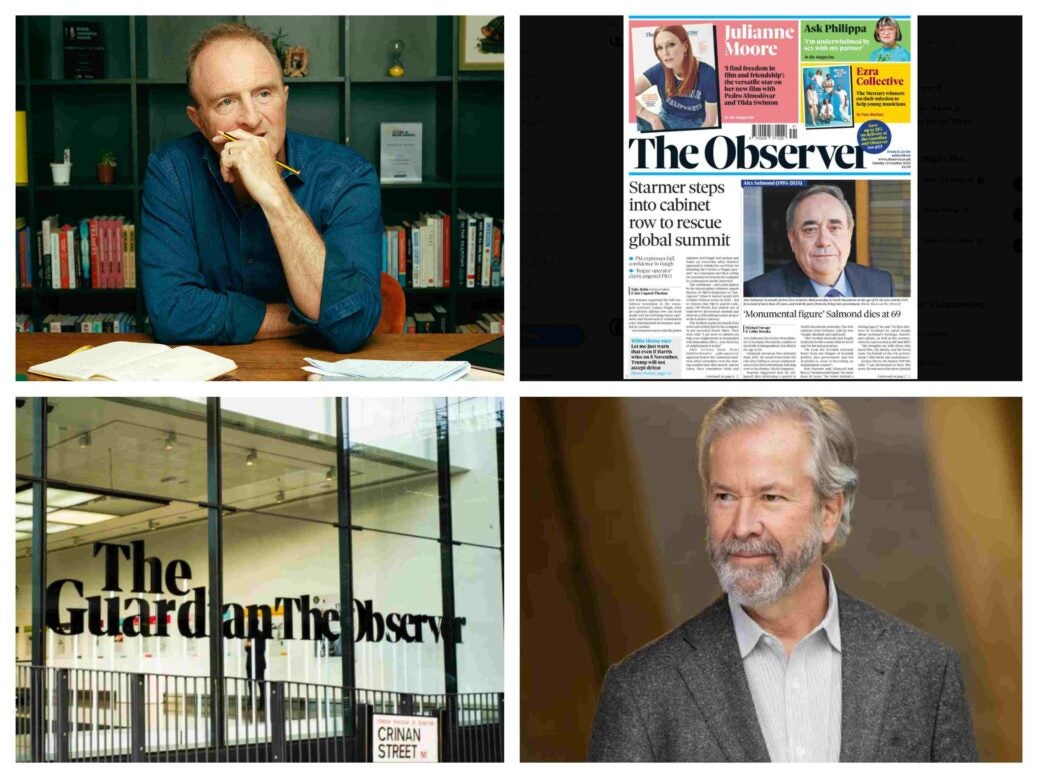 Montage: Tortoise founder James Harding, Observer front page, Guardian and Observer offices, Scott Trust chair Ole Jacob Sunde