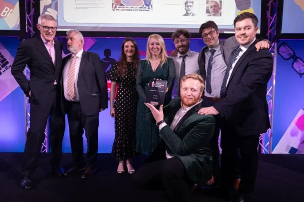 Mail Online Deep Dive team picking up the Innovation of the Year award at the British Journalism Awards 2024. Picture: ASV Photography/Press Gazette