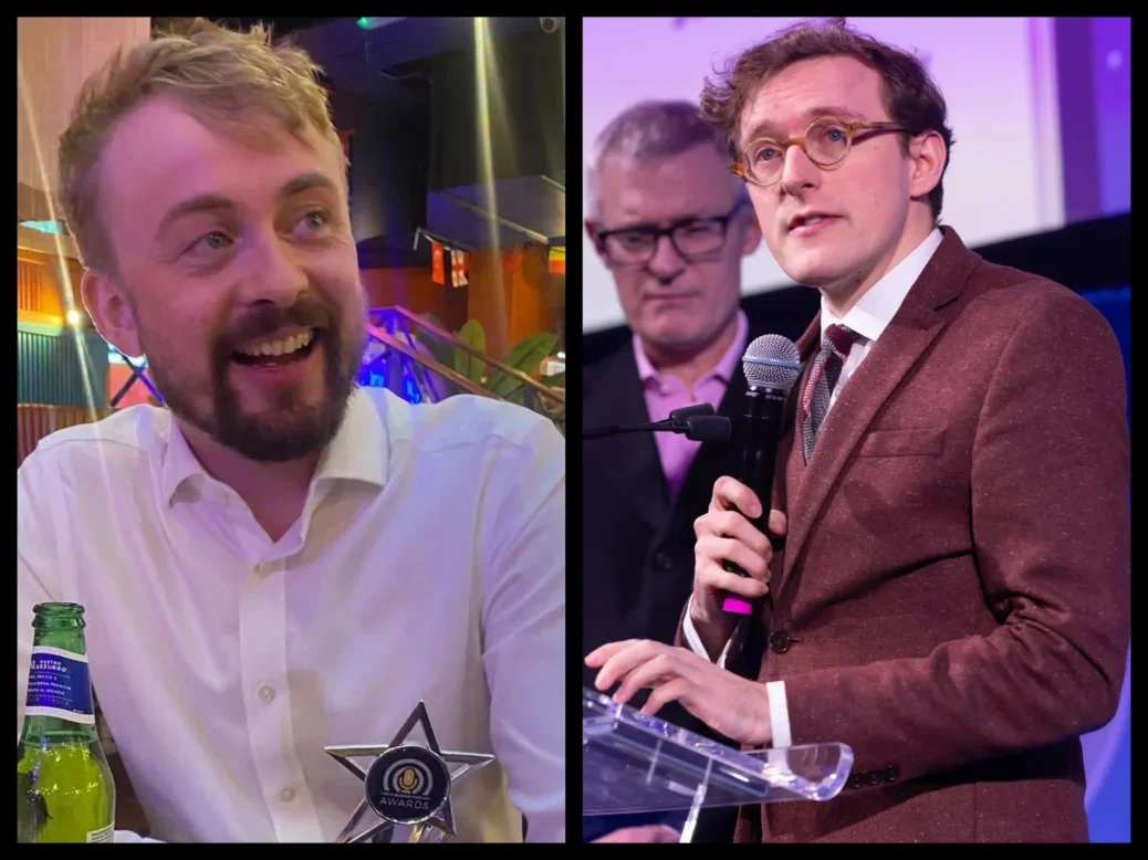 David Knowles, left, is remembered by his Telegraph colleague Francis Dearnley at the British Journalism Awards 2024. Right picture: ASV Photography/Press Gazette