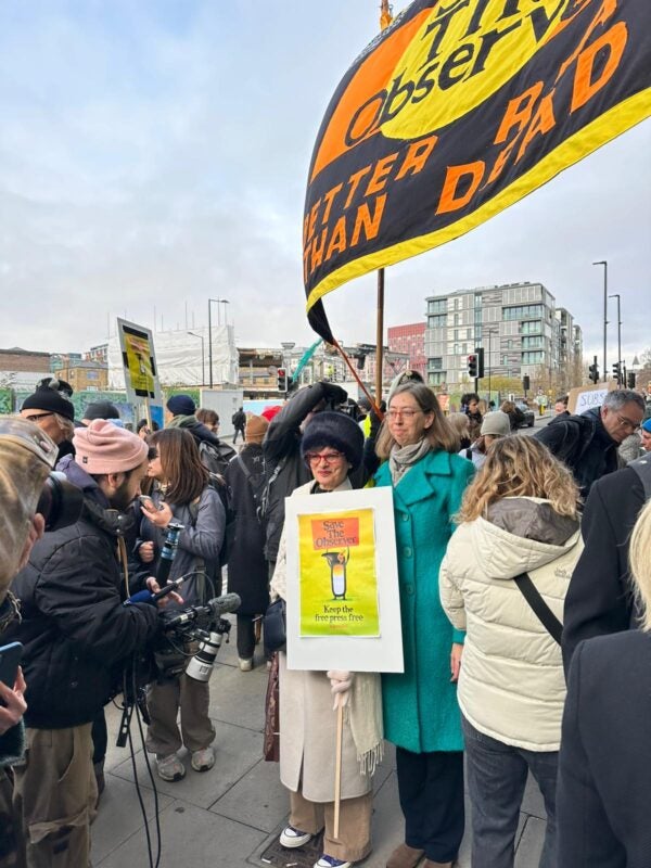 Former shadow culture secretary Thangam Debbonaire at the Guardian picket line on Wednesday 4 December 2024. Picture: Press Gazette